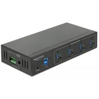 Externer Industrie Hub 4 x USB 3.0 Typ-A, USB-Hub schwarz