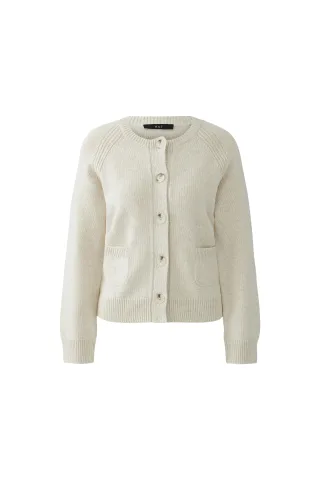 Oui - Strickjacke light beige mel - Gr. - 36