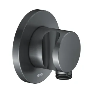 Keuco Schlauchanschluss IXMO 59592, mit Brausehalter, rund, Schwarzchrom gebürstet,59592130001 59592130001
