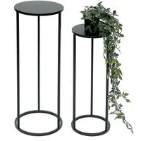 DanDiBo Blumenhocker Metall Schwarz Rund Blumenhocker Beistelltisch 2er Set