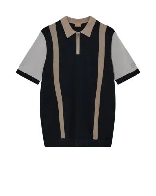 mos mosh gallery - MMGJustin Zip SS Knit Polo navy - Gr. - S