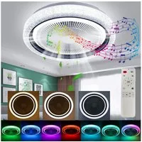 oyajia Deckenventilator 60W Leise Deckenventilator mit BT Lautsprecher, RGB LED Deckenleuchte, Dimmbar LED Deckenventilator Leuchte 50cm für Schlafzimmer Küche Hotel