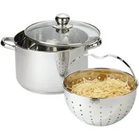 BEYOND Topf-Set, Edelstahl 18/8 (Set, 3-tlg., 1 Kochtopf mit Glasdeckel Ø 24 cm, 1 Siebeinsatz Ø 21,5 cm), Kochen,Braten,Schmoren,Backen,Dünsten,Dämpfen,Blanchieren,Induktion