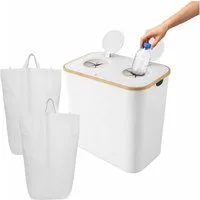 relaxdays Flaschensammler Pfandflaschen-Sammelbehälter 2 Fächer, weiß, 140 L für 60 Pfandflaschen