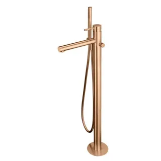 Herzbach Design iX PVD Fertigmontageset 21.132055.2.39 Wannenarmatur, bodenstehend, mit Duschgarnitur, Copper Steel