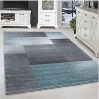 SIMPEX24 Teppich Kariert Design, Läufer, Höhe: 11 mm, Kurzflor Teppich Wohnzimmer Kariert Design Blau Teppich im Modern Stil