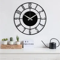 Wallity Wanduhr ENZ1411, Schwarz, Wanduhren, 48 x 48 cm, 100% Metall (1,2 mm Metallstärke, Batteriebetrieben (Quartz)