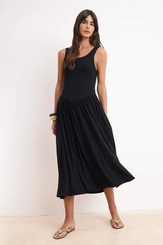 Ärmelloses, flaches Maxikleid im Skater-Stil für Damen
