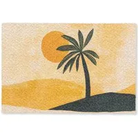 MuchoWow Fußmatte Illustration - Palme - Sonne - Hügel, Rechteckig, innen Schmutzfangmatte, Tür, Schmutzfänger Flur, Teppich 60x40 cm
