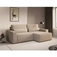 MOEBLO Ecksofa DENVER MINI aus Cord, Ottomane beidseitig montierbar Couch Cord für Wohnzimmer Schlafsofa Sofagarnitur Sofa Eckcouch L-Form Cordstoff, mit Schlaffunktion und Bettkasten