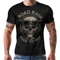 GASOLINE BANDIT® T-Shirt für Biker, Racer und Motorradfahrer: Road Rash - Born to Ride