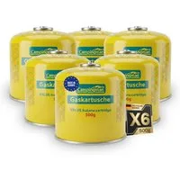 Campingman Gaskartusche 500g mit Schraubventil EN 417 – Butangas Kartusche, Zubehör für Universal Schraubkartusche für Campingkocher, 6 St., Unkrautbrenner, Weber Grill & Campinggas
