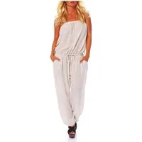 malito more than fashion Jumpsuit malito Damen Einteiler in Uni Farben, Overall mit Stoffgürtel, Jumps mit Bindeband Einheitsgröße