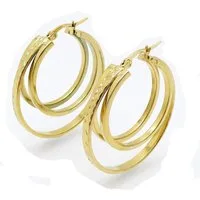 BUNGSA Ohrring-Set Creolen Boho Style mit Muster gold aus Edelstahl Damen (1 Paar (2 Stück), 2-tlg), Ohrschmuck Ohrringe