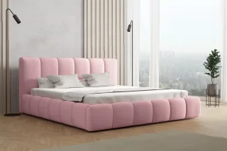 Polsterbett Doppelbett GIULIA 160x200cm Stoff Magic Velvet Rosa