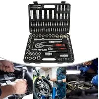 JEOBEST Steckschlüssel Steckschlüsselsatz 108 teilig Mechanik Werkzeugsatz, (Set, 108 St) Bitsatz, Steckschlüsseleinsätze, Werkzeugkoffer