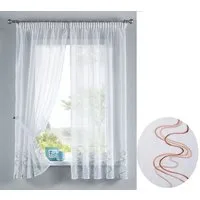 Gardinenbox Gardine (2 St), Stangendurchzug, transparent, WELLE Stickerei Gardinen Set 2 Tlg. Raffhalter Tunneldurchzug Gardinen