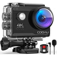 Topcony COOAU 4K Action Cam 20MP 40M Unterwasserkamera WiFi 170 ° Weitwinkel Action Cam (HD 4K, EIS Bildstabilisator Helmkamera 170° Weitwinkel Camcorder, 2.4G Fernbedienung, 2 Akkus und 16 Zubehör Kit Externem Mikrofon)