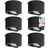 linovum LED Aufbaustrahler 6x Deckenstrahler SMOL mit LED 4W neutralweiß schwenkbar Schwarz, Neutralweiß