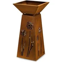 Rostikal Dekosäule Pflanzsäule Edelrost 72 cm mit Pflanzschale – Metall Gartendeko (Set, Set), Konische Metallsäule mit abnehmbarer Schale – wetterfest & standfest