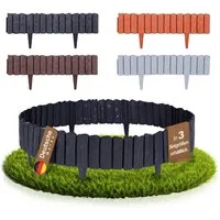 BooGardi Beetumrandung Rasenkante Kunststoff · Holzoptik · Beetbegrenzung in 4 Farben, LxH: 286x12,5 cm, 5 Stück (2,86 m) Beeteinfassung · flexible Mähkante · Anthrazit, Palisade für Beet & Garten · Gartenzaun · Beetabgrenzung · Blumenbeet