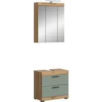 welltime Badmöbel-Set SIENA, 2 teilig, inklusive LED Beleuchtung, bestehend aus:, (Set, 2-St., TOPSELLER), Waschbeckenunterschrank, Spiegelschrank, LED Badaufsatzleuchte