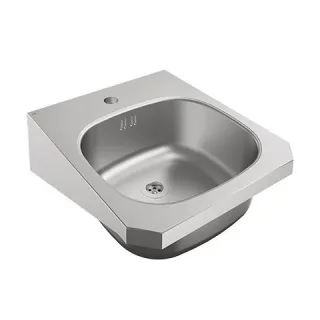 KWC Aquarotter Einzelwaschtisch, ANIMA, Edelstahl, 400x150x452 mm, m. Überl., m. Hahnl., 2000103763 2000103763