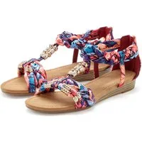 LASCANA Sommerschuh, Pantolette, offener Schuh, Sandalette, Sandale mit raffinierten Riemchen und Verzierung VEGAN