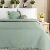 Design91 Tagesdecke BELLA RÜSCHE, Bettüberwurf mit Rüschen, elegante Tagesdecke, weiche Struktur