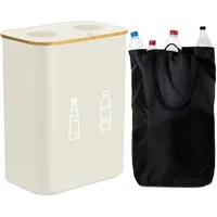 relaxdays Flaschensammler Pfandflaschen Sammelbehälter 160l, Beige