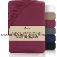 NatureMark Spannbettlaken Gebürstete Mikrofaser, Polyester, Gummizug: rundum, viele Größen und Farben Markenware (90x200 cm, Bordeaux rot)