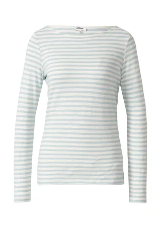 s.Oliver - T-Shirt türkis/weiß - Gr. - 42