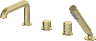 Neuesbad Serie 600 Hexa 4-Loch Wannenarmatur mit Brauseset, gold gebürstet NB1DEBHS_R14M1