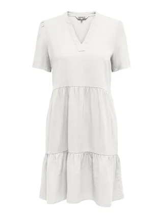 ONLY - ONLTIRI-GOA SS V-NEC LIN BL DRESS CC PNT Cloud Dancer - Gr. - M