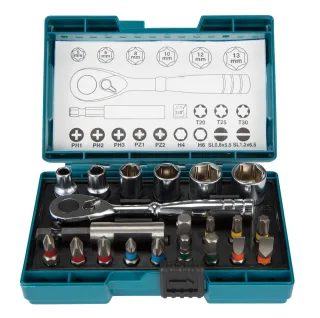 Makita Ratschen-Bit-Set, 21-teilig - PH, PZ, T, SL, H  - B-54081