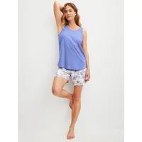 CALIDA Shorty Coastal Dreams (2 tlg) mit Rundhalsausschnitt, floraler Print, softer Interlock-Strick