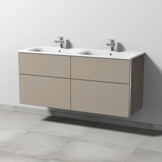Sanipa 3way Waschtischunterbau zu Geberit Renova Plan Slim Waschtisch mit 4 Auszügen, Sandgrau-Matt BS68967