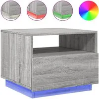 vidaXL Ablagetisch, Couchtisch mit LED-Leuchten Grau Sonoma 50x49x40 cm