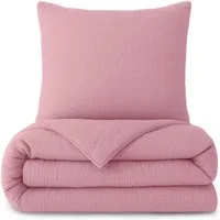Laynenburg Bettwäsche Musselin aus 100% Baumwolle in 135x200 oder 155x220 cm, atmungsaktiv & bügelfrei – 2 lagig mit Reißverschluss & Haltebändern