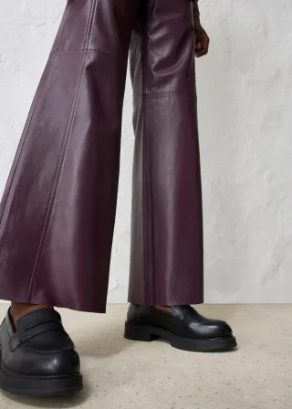 bonprix Lammnappa-Marlenehose, rot, Gr.52, Moderne und edle Marlene-Hose aus Lammnappa, mit Kniefutter, aus Nappaleder