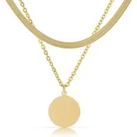 Made by Nami Charm-Ketten-Set Zweireihige Damen Halskette gold mit Anhänger Edelstahl verstellbar, aus Edelstahl – Boho-Stil – hypoallergen – mit Verlängerung