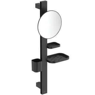 Ideal Standard Beauty Bar Accessoires-Kombi. Alu+ S700 mit Spiegel d:200mm Silk Black, BD589XG BD589XG