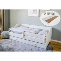 Kids Collective Kinderbett Jugendbett 80x160 80x180 cm mit Matratze, Schublade & Rausfallschutz, 180 x 80 cm, mit punktelastischer Matratze mit Kokos-Naturfaser