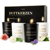 Amari Duftkerze Geschenkset Kerzen im Glas Geschenkbox (Set, 4-tlg), Geschenk Frauen, Valentinstag, Weihnachten, Geburtstag, Jahrestag