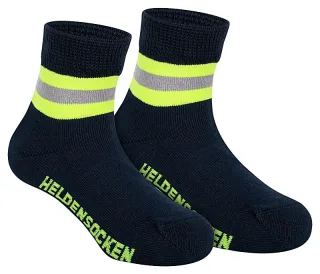Feuerwehr Heldensocken für Kinder | marineblau gelb-silber-gelb | verschiedene Größen 0-24 Monate