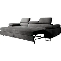 M-Punkt24 Big-Sofa Miami, mit verstellbaren Kopfstützen, Anthrazit, Grau, mit Kopfteilverstellung