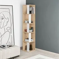 Decortie Bücherregal Piano, Modernes Eck-Bücherregal Vitrine, 31,4 x 31,4 x 158,9 cm