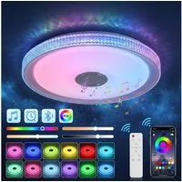 oyajia Deckenleuchte 55W LED Deckenlampe mit Bluetooth Lautsprecher, RGB Fernbedienung APP, 50 CM, LED fest integriert, Kaltweiß+Naturweiß+Warmweiß+RGB, mit RGB Farbwechsel für Schlafzimmer Wohnzimmer Kinderzimmer Hotel