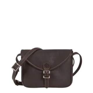 Umhängetasche verstellbarer Schultergurt Leder mocca 18x14cm | Sonnenleder Ibiza Damen. Hochwertige Lederqualität für eine strukturierte Tasche.
