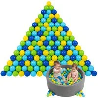 alldoro Bällebad-Bälle 500 bunte Bälle Ø 6 cm mit Tragetasche für Bällebad, Spielzelt & Pool, Spielbälle aus ungiftigem PE-Kunststoff, in Grün, Gelb, Blau & Türkis
